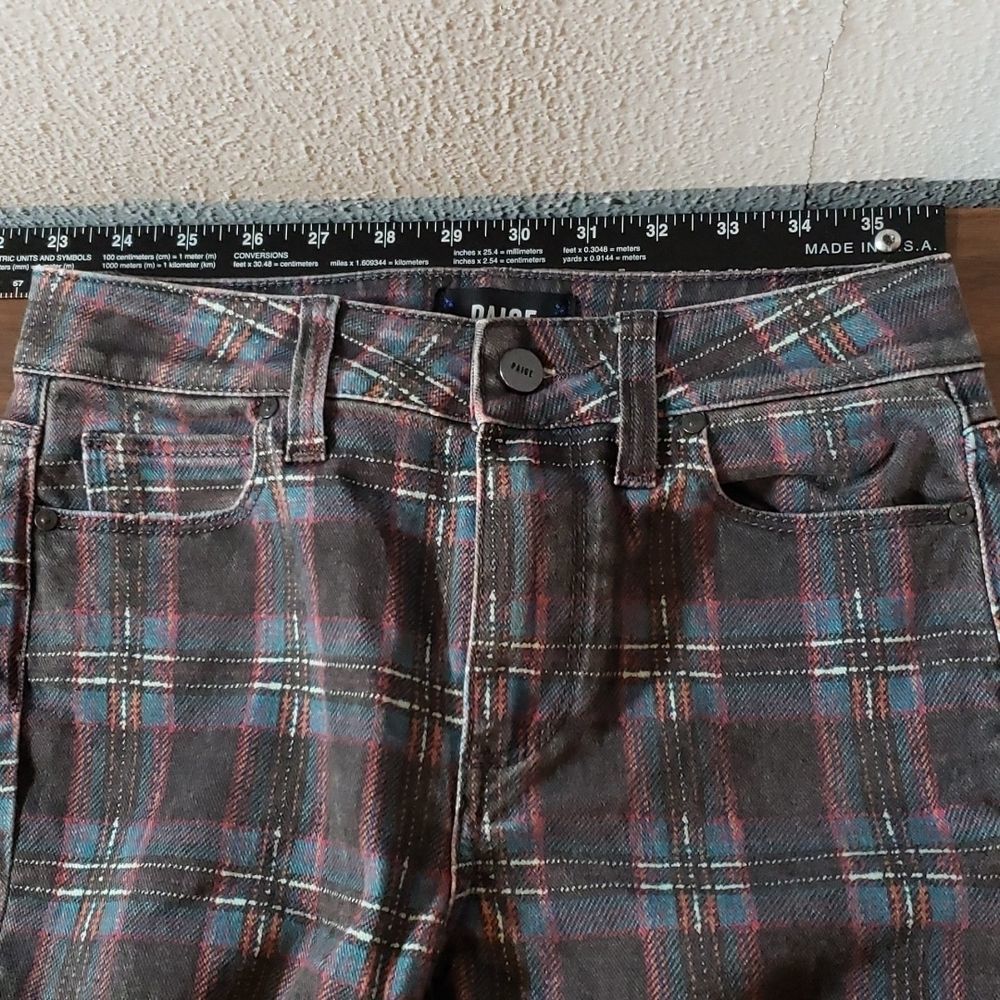 PAIGE Womens HOXTON ANKLE High-Rise Skinny Black Atlantic Tartan Plaid Jeans 26 - Picture 12 of 14